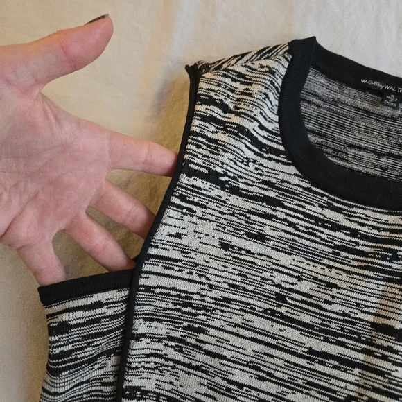 WGB Walter Baker Black & Grey Space Dye Stretch Knit Fit & Flare Dress - Picture 9 of 12